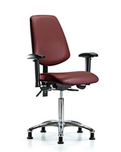 Neta ECOM Vinyl Medium Bench Height Chair With Medium Back In Chrome