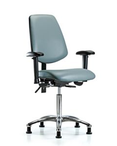 Neta ECOM Vinyl Medium Bench Height Chair With Medium Back In Chrome