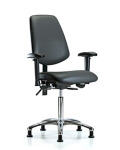 Neta ECOM Vinyl Medium Bench Height Chair With Medium Back In Chrome
