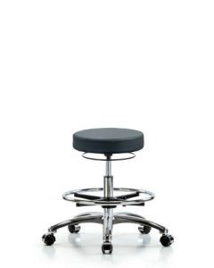 Neta ECOM Vinyl Medium Bench Height Stool In Chrome