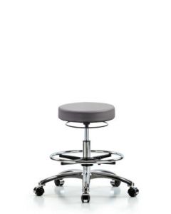 Neta ECOM Vinyl Medium Bench Height Stool In Chrome