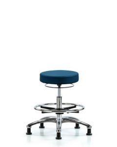 Neta ECOM Vinyl Medium Bench Height Stool In Chrome