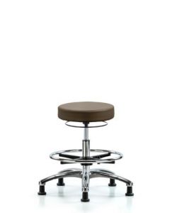 Neta ECOM Vinyl Medium Bench Height Stool In Chrome