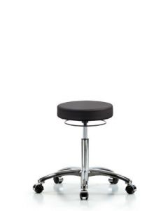 Neta ECOM Vinyl Medium Bench Height Stool In Chrome