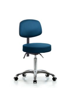 Neta ECOM Vinyl Medium Bench Height Stool With Back In Chrome