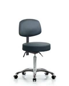Neta ECOM Vinyl Medium Bench Height Stool With Back In Chrome