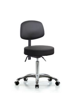 Neta ECOM Vinyl Medium Bench Height Stool With Back In Chrome