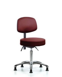 Neta ECOM Vinyl Medium Bench Height Stool With Back In Chrome