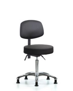 Neta ECOM Vinyl Medium Bench Height Stool With Back In Chrome
