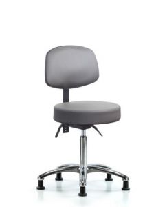 Neta ECOM Vinyl Medium Bench Height Stool With Back In Chrome