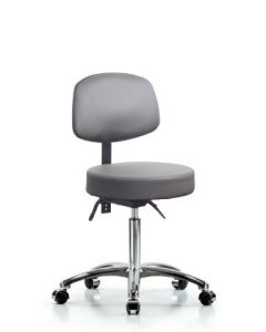 Neta ECOM Vinyl Medium Bench Height Stool With Back In Chrome
