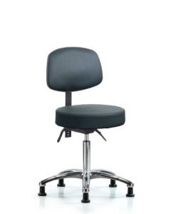 Neta ECOM Vinyl Medium Bench Height Stool With Back In Chrome