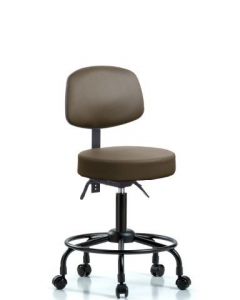 Neta ECOM Vinyl Medium Bench Height Stool With Back & Round Tube
