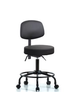 Neta ECOM Vinyl Medium Bench Height Stool With Back & Round Tube