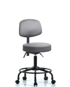 Neta ECOM Vinyl Medium Bench Height Stool With Back & Round Tube