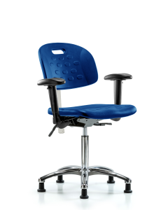 Neta ECOM Huron Polyurethane Stool - Medium Bench Height with Stationary Glides in Gray Polyurethane
