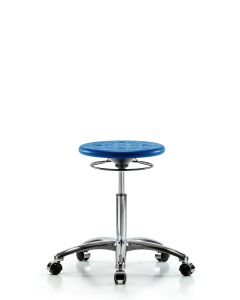 Neta ECOM Vinyl Mini-Stool - Medium Bench Height with Black Foot Ring & Casters in Charcoal Trailblazer Vinyl