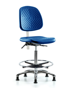 Neta ECOM Vinyl Mini-Stool - Medium Bench Height with Black Foot Ring & Stationary Glides in Orange Kist Trailblazer Vinyl