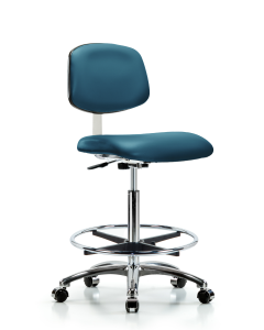 Neta ECOM Polyurethane Tractor Stool Chrome - Medium Bench Height with Chrome Casters in Gray Polyurethane