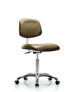 Neta ECOM Erie Polyurethane Chair - Medium Bench Height with Round Tube Base & Stationary Glides in Gray Polyurethane