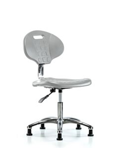 Neta ECOM Class 10 Erie Polyurethane Clean Room Chair - Desk Height with Stationary Glides in Gray Polyurethane