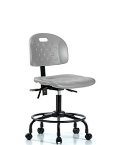 Neta ECOM Newport Industrial Polyurethane Chair with Round Tube Base - Desk Height with Casters in Gray Polyurethane