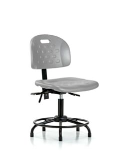 Neta ECOM Newport Industrial Polyurethane Chair with Round Tube Base - Desk Height with Stationary Glides in Gray Polyurethane