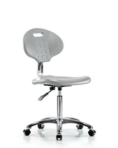 Neta ECOM Class 10 Erie Polyurethane Clean Room Chair - Medium Bench Height with Casters in Gray Polyurethane