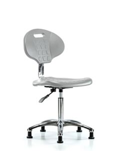 Neta ECOM Class 10 Erie Polyurethane Clean Room Chair - Medium Bench Height with Stationary Glides in Gray Polyurethane