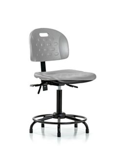 Neta ECOM Newport Industrial Polyurethane Chair with Round Tube Base - Medium Bench Height with Stationary Glides in Gray Polyurethane