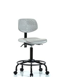 Neta ECOM Polyurethane Chair Round Tube Base - Medium Bench Height with Casters in Gray Polyurethane