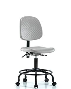 Neta ECOM Polyurethane Chair with Round Tube Base - Desk Height with Medium Back & Casters in Gray Polyurethane
