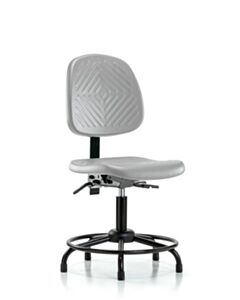 Neta ECOM Polyurethane Chair with Round Tube Base - Desk Height with Medium Back & Stationary Glides in Gray Polyurethane
