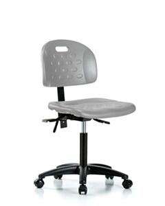 Neta ECOM Newport Industrial Polyurethane Chair - Medium Bench Height with Seat Tilt & Casters in Gray Polyurethane