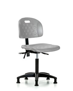 Neta ECOM Newport Industrial Polyurethane Chair - Medium Bench Height with Seat Tilt & Stationary Glides in Gray Polyurethane