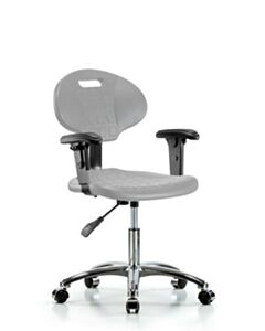 Neta ECOM Erie Polyurethane Chair Chrome - Desk Height with Adjustable Arms & Chrome Casters in Gray Polyurethane