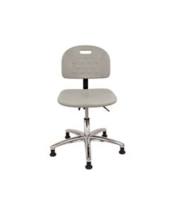 Neta ECOM Newport Industrial Polyurethane Chair Chrome - Desk Height with Stationary Glides in Gray Polyurethane