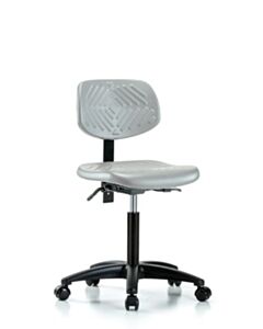 Neta ECOM Polyurethane Chair - Medium Bench Height with Seat Tilt & Casters in Gray Polyurethane
