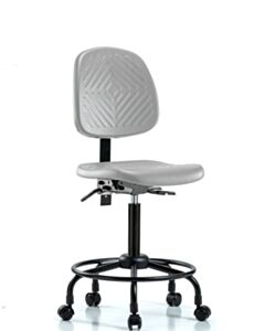 Neta ECOM Polyurethane Chair with Round Tube Base - Medium Bench Height with Medium Back & Casters in Gray Polyurethane
