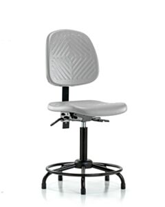 Neta ECOM Polyurethane Chair with Round Tube Base - Medium Bench Height with Medium Back & Stationary Glides in Gray Polyurethane