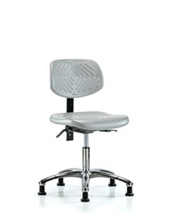 Neta ECOM Polyurethane Chair Chrome - Desk Height with Stationary Glides in Gray Polyurethane