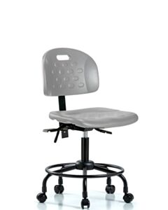 Neta ECOM Newport Industrial Polyurethane Chair with Round Tube Base - Desk Height with Seat Tilt & Casters in Gray Polyurethane