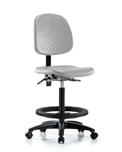 Neta ECOM Polyurethane Chair - High Bench Height with Medium Back & Casters in Gray Polyurethane