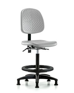 Neta ECOM Polyurethane Chair - High Bench Height with Medium Back & Stationary Glides in Gray Polyurethane