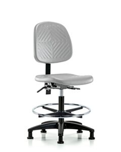 Neta ECOM Polyurethane Chair - Medium Bench Height with Medium Back, Chrome Foot Ring, & Stationary Glides in Gray Polyurethane