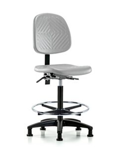 Neta ECOM Polyurethane Chair - High Bench Height with Medium Back & Stationary Glides in Gray Polyurethane