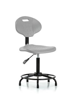 Neta ECOM Polyurethane Chair Round Tube Base - Medium Bench Height with Seat Tilt & Stationary Glides in Gray Polyurethane