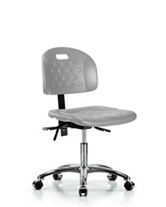 Neta ECOM Newport Industrial Polyurethane Chair Chrome - Desk Height with Seat Tilt & Casters in Gray Polyurethane