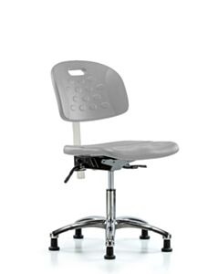 Neta ECOM Class 10 Newport Industrial Polyurethane Clean Room Chair - Desk Height with Stationary Glides in Gray Polyurethane