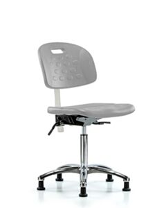 Neta ECOM Class 10 Newport Industrial Polyurethane Clean Room Chair - Medium Bench Height with Stationary Glides in Gray Polyurethane